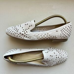Naturalizer Eve Taupe Nude Leather Slip On Loafer Ballet Flats Dye Cut Women 10